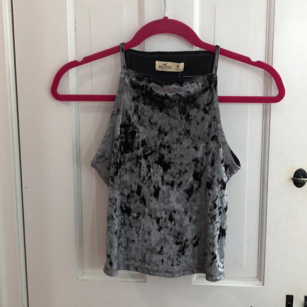 Hollister grey/black velvet crop top